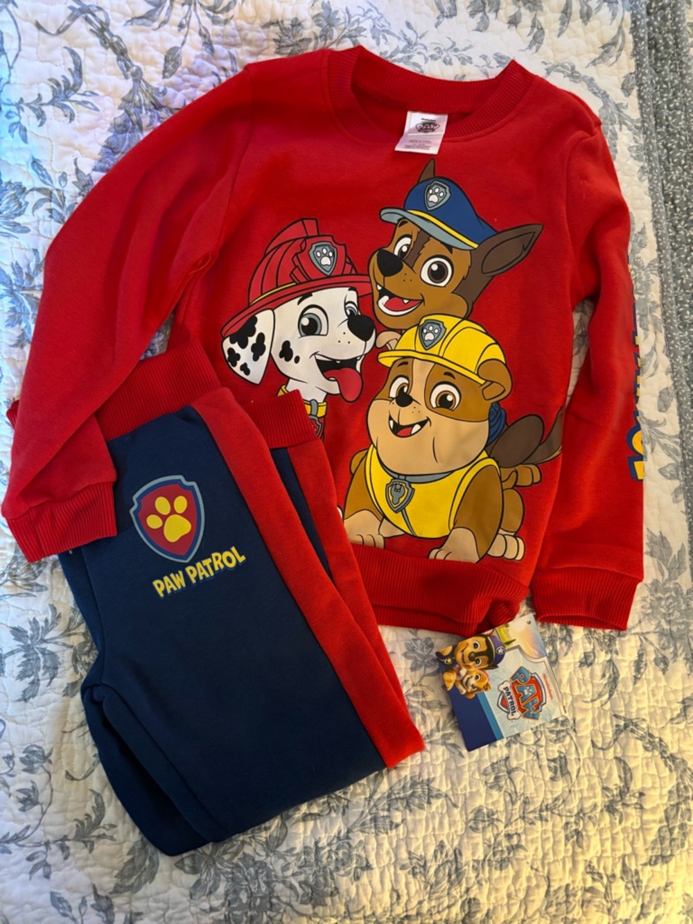Paw Patrol Bright Red & Navy Crewneck Set with Character Graphic